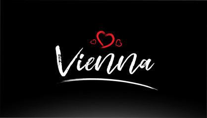 Fototapeta na wymiar vienna city hand written text with red heart logo