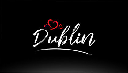Fototapeta premium dublin city hand written text with red heart logo