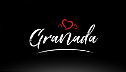granada city hand written text with red heart logo