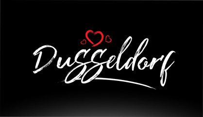 dusseldorf city hand written text with red heart logo