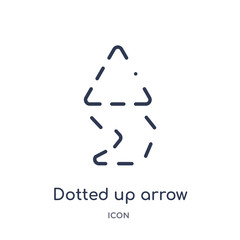 dotted up arrow icon from user interface outline collection. Thin line dotted up arrow icon isolated on white background.