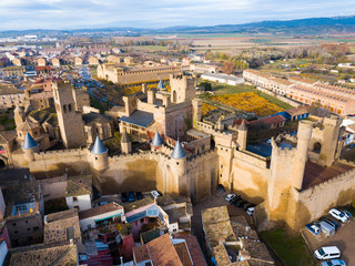 Towers of castle Palacio Real de Olite. Spain