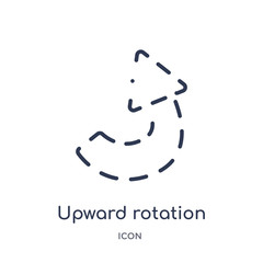 upward rotation with broken icon from user interface outline collection. Thin line upward rotation with broken icon isolated on white background.