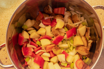 Making vegetable soup with bone both for a very healthy and nutritious meal.