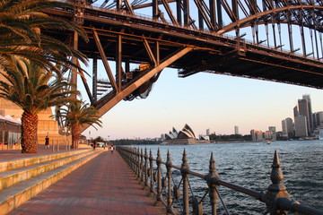 Sydney Harbour Bridge and Opera house at sunset - Australia