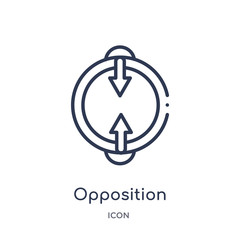 opposition icon from user interface outline collection. Thin line opposition icon isolated on white background.