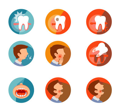 Set of icons with tooth problems