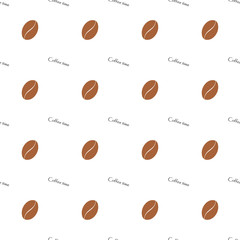 Abstract coffee pattern with coffee beans and sign 