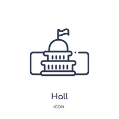 hall icon from user interface outline collection. Thin line hall icon isolated on white background.