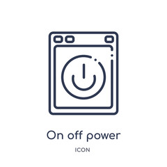on off power button icon from user interface outline collection. Thin line on off power button icon isolated on white background.