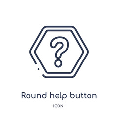 round help button icon from user interface outline collection. Thin line round help button icon isolated on white background.