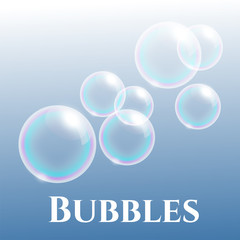 transparent soap bubbles with reflection, vector illustration