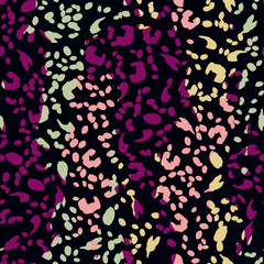 Bright seamless pattern with leopard print. Color leopard texture. Animal pattern.
