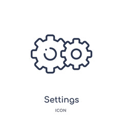 settings cogwheel button icon from user interface outline collection. Thin line settings cogwheel button icon isolated on white background.