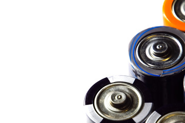 Salt and alkaline batteries, source of energy for portable technology. AAA and AA batteries