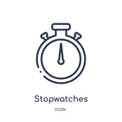 stopwatches icon from user interface outline collection. Thin line stopwatches icon isolated on white background.