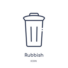 rubbish icon from user interface outline collection. Thin line rubbish icon isolated on white background.
