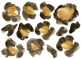 Watercolor leopard camouflage set. Hand painted beautiful illustration with animal points isolated on white background. For design, print, fabric or background. © yuliya_derbisheva