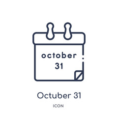 octuber 31 icon from user interface outline collection. Thin line octuber 31 icon isolated on white background.