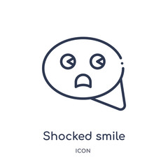 shocked smile icon from user interface outline collection. Thin line shocked smile icon isolated on white background.