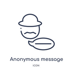 anonymous message icon from user interface outline collection. Thin line anonymous message icon isolated on white background.