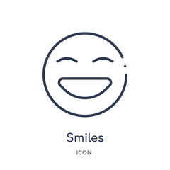 smiles icon from user interface outline collection. Thin line smiles icon isolated on white background.