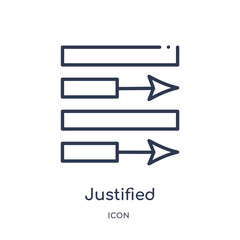 Fototapeta premium justified icon from user interface outline collection. Thin line justified icon isolated on white background.
