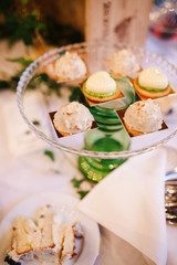 Delicious cookies served on glass plate