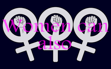 Symbol of feminist movement. Fighting for women's rights.Woman hand with her fist raised up. Girl Power.  Happy Women's Day concept