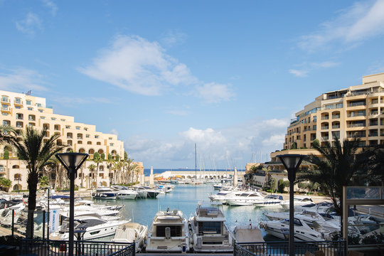 View of the Portomaso Marina in St Julians Malta