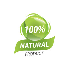 Green leaves vector logo for organic, natural, eco or bio products, isolated on white background, transparent ball