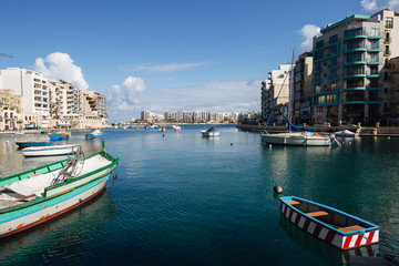 Spinola Bay, St Julians's Malta looking towards sliema
