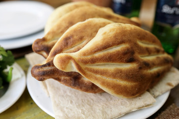 Armenian bread on plate