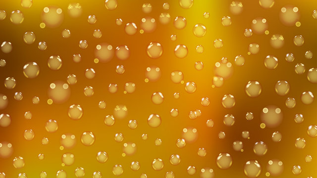 Background of bubbles or water drops of different sizes in yellow colors