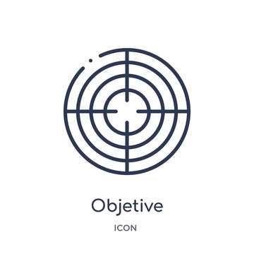 objetive icon from weapons outline collection. Thin line objetive icon isolated on white background.