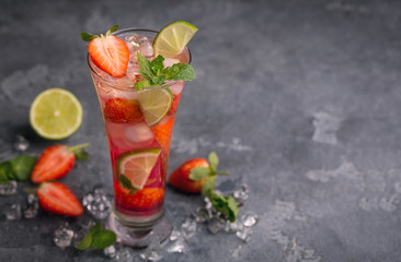 strawberry Mojito with fresh mint and strawberries
