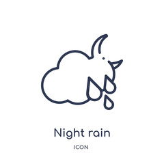 night rain icon from weather outline collection. Thin line night rain icon isolated on white background.