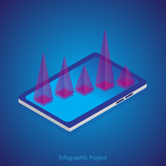 Infographic elements, statistic of data and diagrams. Isometric Vector