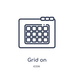 grid on icon from web outline collection. Thin line grid on icon isolated on white background.