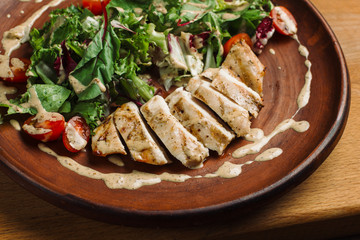 Chicken breast with grilled eggplants and peppers-2.