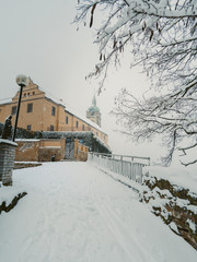  Stunnig winter landscape. Panoramic view of Melnik, the beautiful historic city near Prague, Czech...