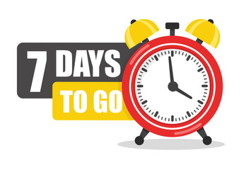 Number of 7 days to go flat icon. Vector stock flat illustration