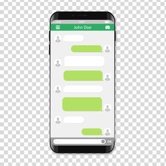 Smartphone with sms chat bubble, vector.