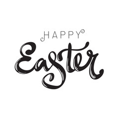 Happy Easter. Black and white calligraphy phrase