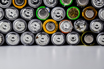 Salt and alkaline batteries, source of energy for portable technology. AAA and AA batteries