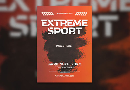 Extreme Sports Flyer Layout with Paint Stroke Photo Placeholder