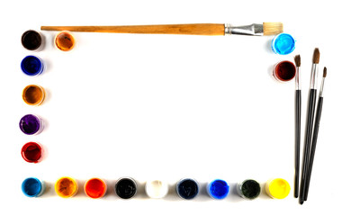 Decorative frame made of colored acrylic paints and stone