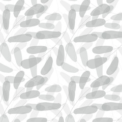 Seamless pattern with light gry leaves. Pastel. Pattern is  saved in swatch panel. Vector EPS10.