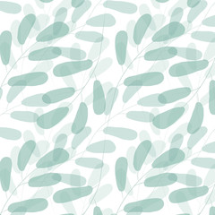 Seamless pattern with light green leaves. Pastel. Pattern is  saved in swatch panel. Vector EPS10.