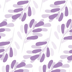 Seamless pattern with light violet leaves. Pastel. Pattern is  saved in swatch panel. Vector EPS10.